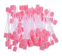 FiTspi 100 hisopos desechables de esponja para el cuidado bucal con palo, color rosa, prácticos hisopos dentales para limpieza de dientes