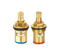 FiTspi 2 válvulas de cartucho de grifo de repuesto, válvulas de cartucho de grifo de latón de 1,27 cm, prensaestopas de disco de cerámica, cartucho de grifo para grifos mezcladores de cocina/baño