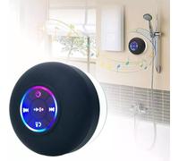 FiTspi Altavoz de ducha Bluetooth, altavoz inalámbrico portátil con ventosa, micrófono integrado, luz LED, IPX4 impermeable para ducha, baño, fiesta, al aire libre, viajes