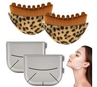 FiTspi Cepillo facial de contorno linfático para esculpir, masajeador ergonómico para contorno facial y alivio del estrés, diseño de leopardo para la cara, lo suficientemente suave para el uso diario
