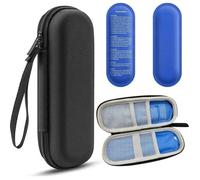 FiTspi Estuche de viaje para enfriador de insulina con 2 paquetes de hielo, caja rígida portátil para insulina, organizador para bolígrafos de insulina (negro)