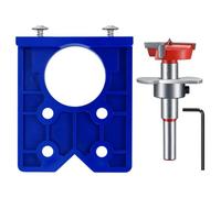 FiTspi Juego de brocas de bisagra de 35 mm para puerta, cortador de sierra perforadora, plantilla de bisagra oculta con posicionador Forstner para placa de montaje de bisagra de armario