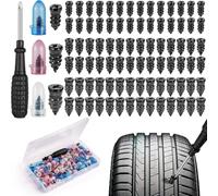 FiTspi Kit de 85 tapones de neumáticos de rosca, 3 tamaños de tornillos de reparación de neumáticos con funda protectora, juego de reparación de pinchazos de coche con destornillador, clavo universal
