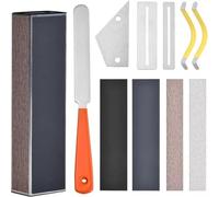 FiTspi Kit de herramientas Luthier de guitarra, 11 unidades, protectores de diapasón de coronación de trastes, haz de nivelación de trastes, balancín de traste, esparcidores de cuerdas y papel de lija