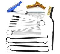 FiTspi Kit de limpieza de carburador, 1 cepillo de doble cabeza, 5 cepillos de nailon, 1 púa afilada, 13 cables limpios, 10 agujas de limpieza, 4 ganchos de limpieza para mantenimiento del motor