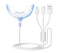 FiTspi Luz de aceleración para blanquear los dientes, 16 LED azules, bandeja de cuidado bucal, portátil, lámpara de mejora de blanqueamiento, gel de luz fría, eliminación de color amarillento