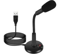 FiTspi Micrófono USB, micrófono omnidireccional para PC, Plug and Play, micrófono de computadora de escritorio con botón de silencio para conferencias, juegos, chat, podcasting