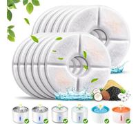 FiTspi Paquete de 12 filtros de fuente de agua para gatos, filtro de repuesto redondo con carbón activado y resina para dispensador de agua de flores de gato, fuente potable, mantiene el agua limpia y