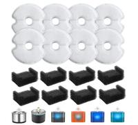 FiTspi Paquete de 16 filtros de fuente de agua para gatos para fuente de mascotas de 67 onzas/2 litros, filtro de carbón activado con sistema de triple filtración con esponjas de prefiltro para