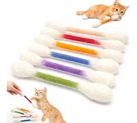 FiTspi Paquete de 6 hisopos de algodón de fieltro para gatos con hierba gatera, herramienta gigante para masticar, dentición interactiva dental, hisopo suave para amantes de los gatos y mascotas