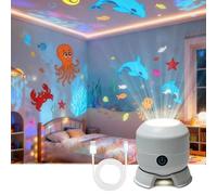 FiTspi Proyector LED giratorio dinámico, luz de proyección giratoria colorida océano, luz nocturna recargable USB para dormitorio, cine en casa, fiesta, decoración navideña