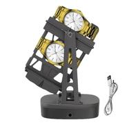 FiTspi Soporte de reloj automático con cuerda automática, adorno profesional alimentado por USB para reloj mecánico de cuerda automática, Negro, 15 cm