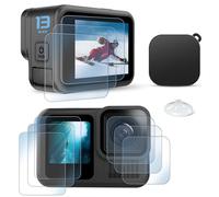 FitStil [9 PCS] Protector de Pantalla para Go Pro Hero 13 Negro, Vidrio Templado Ultra Transparente Protección Frontal y Trasera + Protector de Lente - Juego de Tres + Cubierta de Lente