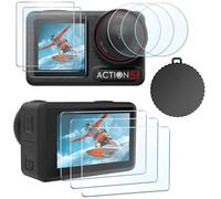 FitStil - Juego de 9 protectores de pantalla para DJI Osmo Action 5 Pro (cristal templado frontal y trasero) + protector de lente + cubierta de lente
