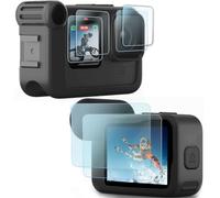 FiTSTILL 8 Protectores de pantalla para Go Pro Hero 12/11/10/9 Black Fit Media Mod Ultra, láminas protectoras de vidrio templado con kit de accesorios para cubierta de lente