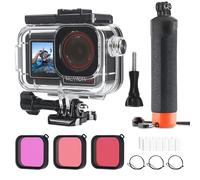 FitStill Carcasa impermeable de 164 pies y 50 m, 3 filtros y juego de mango flotante, compatible con DJI Osmo Action 5 Pro/Action 4/Action 3, snorkel, surf, wakeboard, funda protectora, juego de