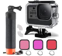 FitStill Carcasa impermeable sumergible de 60 m / 196 pies con 3 filtros de buceo y mango flotante, adecuado para Go Pro Hero 8 Black Accesorios Set de buceo