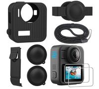 FiTSTILL El juego de protección de silicona es solo para Gopro Max 2, funda protectora de silicona + protector de pantalla + tapa lateral de batería + cubierta protectora de lente + correa de muñeca