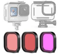 FitStill Filtros de buceo tricolor para la carcasa impermeable oficial de la funda impermeable Go Pro Hero 13/12/11/10/9 y FitStill Hero13 12 11 10 9 funda impermeable de aleación de aluminio