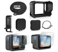FitStill Funda de silicona negra para Go Pro Hero13 Negro, Cubierta lateral de la batería y tapa de objetivo, protectores de pantalla y cordón para Go Pro Hero 13 Negro Kit de accesorios