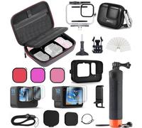 FiTSTILL Funda de transporte de poliuretano para Go Pro Hero 12/11/10/9 negro, accesorios incluyen funda impermeable/filtros/funda compacta/funda de silicona/tapa de lente/protectores de pantalla,