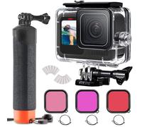 FitStill Funda Protectora Impermeable subacuática de 60 m para Go Pro Hero 13/12/11/10/9, Color Negro, Incluye 3 filtros de Buceo, Agarre Flotante, Kit de Accesorios para Go Pro Hero 13/12/11/10/9