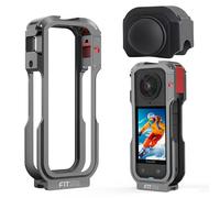 FitStill Funda protectora para Insta360 X5, jaula protectora multifuncional de aluminio + cubierta de lente de silicona, resistente a los arañazos y al polvo, múltiples interfaces de expansión X5