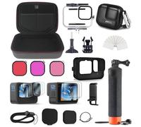 FitStill Kit de accesorios de 60 m con funda de goma de silicona impermeable para Go Pro Hero 12 11 10 9 negro. Funda protectora + filtro + palo selfie compatible con Go Pro 12 11 10 9