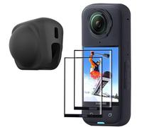FiTSTILL Kit de accesorios de protección para Insta 360 X5/X4, protector de pantalla de vidrio templado + tapa de lente de goma, 2 protectores de pantalla Ultra HD para cámara Insta 360 X5/X4, dureza