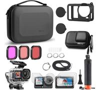 FitStill Kit de accesorios para DJI Osmo Action 6, carcasa impermeable de hasta 60 m + funda protectora de silicona + protector de pantalla de vidrio templado + mango de cuerpo flotante + bolsa de