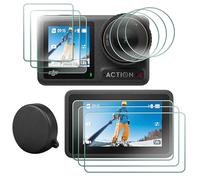 FiTSTILL [Pack de 9 protectores de pantalla LCD de 0,3 mm ultrafinos de dureza 9H y protector de lente para DJI Osmo Action 4 - Total de 3 juegos - Accesorios para cámara de acción