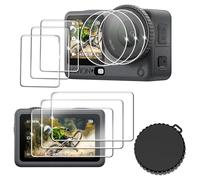 FiTSTILL Protector de pantalla de vidrio templado con tapa de lente de silicona para DJI Osmo Action 6, dureza Ultra HD 9H, resistente a los arañazos, sin burbujas, accesorios Osmo Action6
