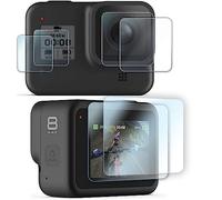 FiTSTILL - Protector de pantalla para GoPro Hero 8 (solo negro), Hero 8 HD,protector de pantalla de cristal templado ultra transparente + protector de lente + tapa de lente