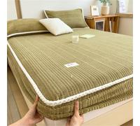 Fitted Sheet Twin Size - Plush Shaggy Ultra Soft Bottom Sheet with Deep Pocket, Warm Flannel Fuzzy Mattress Protector Cover For All Season, Strong Elastic(A-Green,180x200cm)