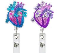 Fituenly 2 Portatarjetas Retráctiles para Enfermeras con Clip, con Patrones Anatómicos De Corazón, Cerebro Y Pulmones. Ideales para Enfermeras, Médicos Y Estudiantes.
