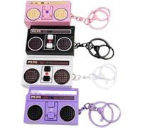 Fituenly 4 Llaveros Vintage con Grabadora De Radio, Llavero Retro con Colgante para Mujeres Y Niñas, Billeteras, Llaves De Coche, Accesorios.