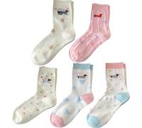 Fituenly 5 Pares De Calcetines con Diseño De Perro Salchicha para Mujer, Bonitos Y Divertidos Regalos para Mujer, Multicolor.