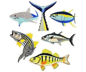 Fituenly 6 Parches Termoadhesivos De Peces, Animales del Océano Profundo, Tiburón, De Atún, para Coser, Bordados, para Reparar, Manualidades, Accesorios, Bordados, Regalos para Pescadores, Equipo De
