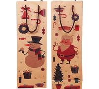 Fituenly Bolsas De Botella De Vino 2pcs Navidad Kraft Cubierta De Botellas De Papel Bolsas De Regalo De Vino De Navidad para Espíritus De Whisky Champán Marrón Bolsas Minoristas con Mango