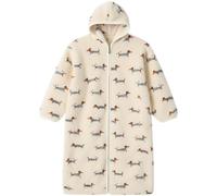 Fituenly De Franela con Capucha Y Cremallera para Mujer, Estilo Perro Salchicha, para Casa, De Felpa Polar, Cálida, Pijama Largo