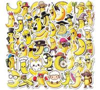 Fituenly Pegatinas De Plátano Amarillo, 50 Unidades, Divertidas Calcomanías De Plátano, Vinilo Impermeable De Dibujos Animados para Casco, Guitarra, Teléfono, Portátil.