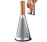 Fituenly Rallador cónico de Acero Inoxidable con Mango de Madera, rallador de Cocina Manual para Queso, Frutas y Verduras, para Uso en el hogar y restaurantes.