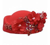 Fituenly Sombreros De Boda Retro para Mujer, Sombrero Pastillero con Flores, Tocado para Cóctel, Fiesta De Noche, Boina De Fieltro para Damas