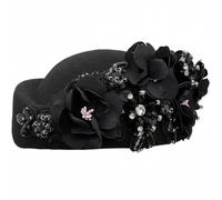 Fituenly Sombreros De Boda Retro para Mujer, Sombrero Pastillero con Flores, Tocado para Cóctel, Fiesta De Noche, Boina De Fieltro para Damas