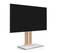 FITUEYES Soporte TV Pie para TV de 43"-88" Pulgadas Soporte TV Suelo de Madera de Haya Pie para TV Altura Ajustable y Giro Blanco Serie Zen