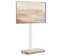 FITUEYES Soporte TV Ruedas de Serie E con Base de Madera para Pantallas de 32 a 70 Pulgadas, MAX VESA 600 * 400mm, Soporte TV Suelo Ruedas con Función Giratoria, Ajuste de Altura, Gestión de Cable