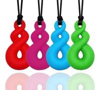 FITULABO Collar sensorial para masticar, paquete de 4 mordedores de silicona para alivio reconfortante, ayuda calmante oral, amigo masticable para niños con preferencias sensoriales