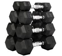 Fitvids Mancuernas hexagonales con revestimiento de goma, el juego incluye pares de 5, 10, 15, 20 libras