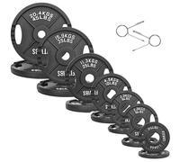 Fitvids Olympic - Placas de peso de hierro fundido de 2 pulgadas para entrenamiento de fuerza y levantamiento de pesas, juego de 255 libras, varios paquetes