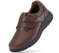 FitVille Zapatos Diabéticos para Mujer Extra Ancha Zapatos Piel Comodos Zapatos Ortopédicos Fascitis Plantar Zapatos para Caminar para Pies Sensibles Pies Hinchados castaña 42.5 EU X-Ancho